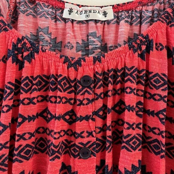 Agenda Aztec Red & Blue Top | Size Medium - Picture 2 of 5
